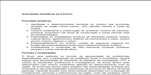 Actividades Científicas do II Fórum