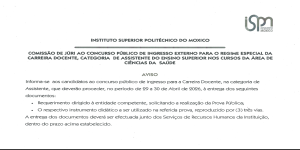 Lista dos Candidatos Admitidos à prova pública